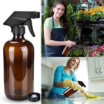 Glass Spray Bottle Set, Wedama Amber 6 10 ml Essential Oil Roller Bottles Kits with 10 Empty Glass Spray Bottle (16/4/2oz) & Accessories for Aromatherapy Facial hydration Watering Flowers Hair Care