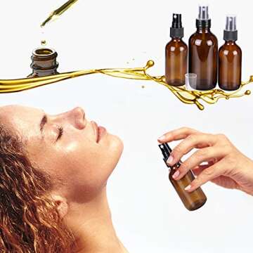 Glass Spray Bottle Set, Wedama Amber 6 10 ml Essential Oil Roller Bottles Kits with 10 Empty Glass Spray Bottle (16/4/2oz) & Accessories for Aromatherapy Facial hydration Watering Flowers Hair Care