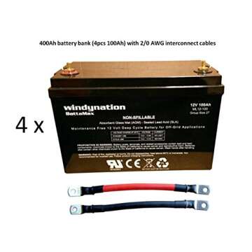 WindyNation 400 Watt (4pcs 100W) Solar Panel Kit + 1500 Watt VertaMax Power Inverter + AGM Battery B...