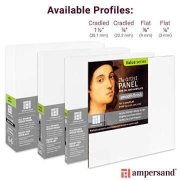 Ampersand Wood Gesso Artist Painting Panel - Prime Smooth Panel 12 x 12