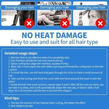 28 Pieces Heatless Curlers No Heat Spiral Curls Hair Curlers Styling Kit with 2 Pieces Styling Hooks...