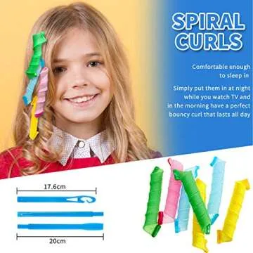 28 Pieces Heatless Curlers No Heat Spiral Curls Hair Curlers Styling Kit with 2 Pieces Styling Hooks for Most Kinds of Hairstyles (Green, Pink, Blue, Yellow,45 cm)