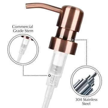 Emerson Essentials Thick Glass Soap Bottle Dispensers, 2 Pack, Non Rust Stainless Steel Pumps Hand Set for Bathroom Kitchen Sink, Shampoo Lotion Liquid Jars, 16 Oz, with 4 Waterproof Labels – White