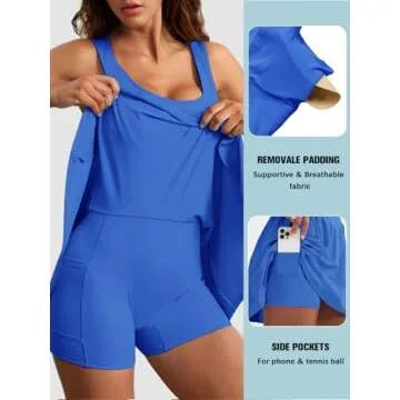 Sexy Women's Athletic Tennis Dress with Built-in Shorts