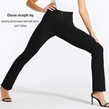 Willit 29" Women's Yoga Dress Pants Straight Leg Work Slacks Stretchy Office Casual Pants 4 Pockets Belt Loops Black XS