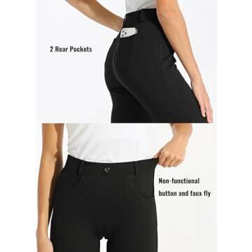 Willit 29" Women's Yoga Dress Pants Straight Leg Work Slacks Stretchy Office Casual Pants 4 Pockets Belt Loops Black XS