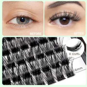 Bodermincer Lash Clusters D Curl Black/Light Brown/Dark Brown/Black Brown 10-12-14/12-14-16/16-18-20mm Mixed Lash Clusters Kit For Beginner (M01# 12-14-16mm Mixed)