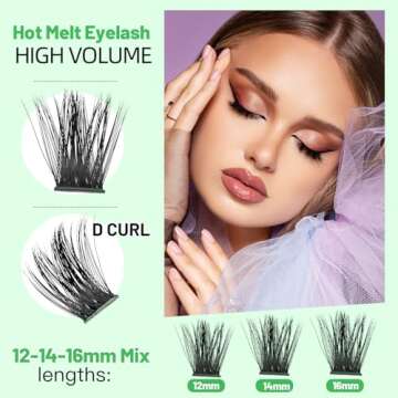 Bodermincer Lash Clusters D Curl Black/Light Brown/Dark Brown/Black Brown 10-12-14/12-14-16/16-18-20mm Mixed Lash Clusters Kit For Beginner (M01# 12-14-16mm Mixed)