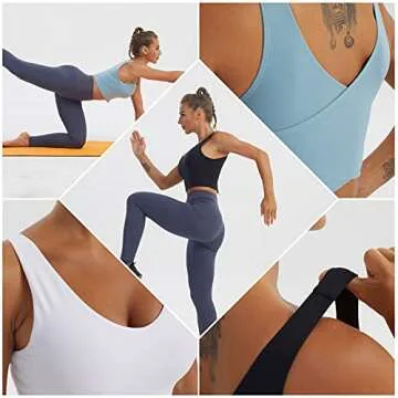 YOGAPRO V-Neck Longline Sports Bras for Women, Wirefree Padded Medium Support Yoga Bra Workout Crop Tank Tops Black