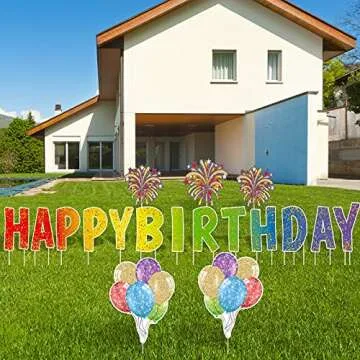 18 Pieces Happy Birthday Yard Sign with Stake 16 Inch Happy Birthday Letter Lawn Sign Colorful Weatherproof Corrugated Plastic Sign for Outdoor Party Supplies Decor