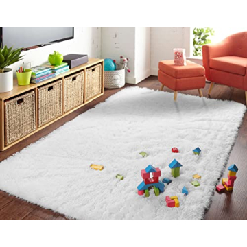 Amangel Super Soft White Rugs for Home Decor and Kids