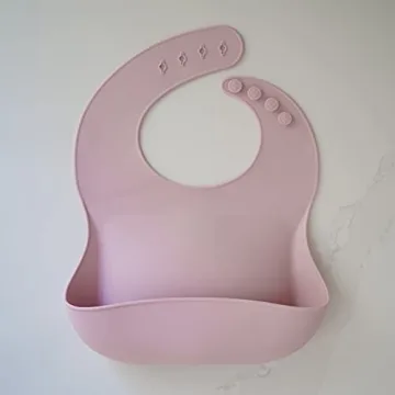 AVA + OLIVER Waterproof Silicone Bib Set with Adjustable Neck - Durable Silicone Bibs for Babies and Toddlers - Deep Food Catcher Pocket Bib for Mess-free Mealtimes - Set of 2 (Dusty Rose)