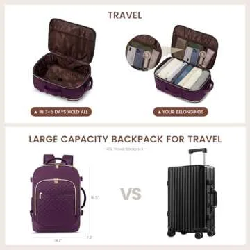 LOVEVOOK Large Travel Laptop Backpack for Women, 40L Carry On Backpack Flight Approved,Waterproof Suitcase Backpacks with 3 Packing Cubes, Daypack Business College Weekender Overnight
