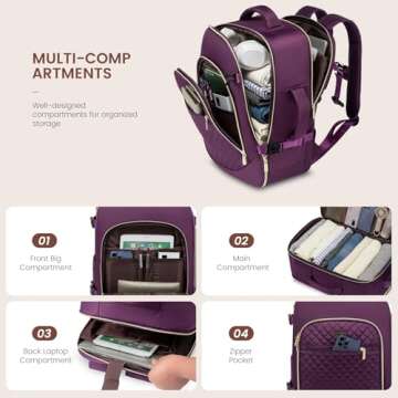 LOVEVOOK Large Travel Laptop Backpack for Women, 40L Carry On Backpack Flight Approved,Waterproof Suitcase Backpacks with 3 Packing Cubes, Daypack Business College Weekender Overnight