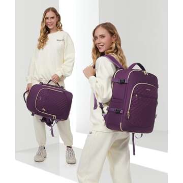 LOVEVOOK Large Travel Laptop Backpack for Women, 40L Carry On Backpack Flight Approved,Waterproof Suitcase Backpacks with 3 Packing Cubes, Daypack Business College Weekender Overnight