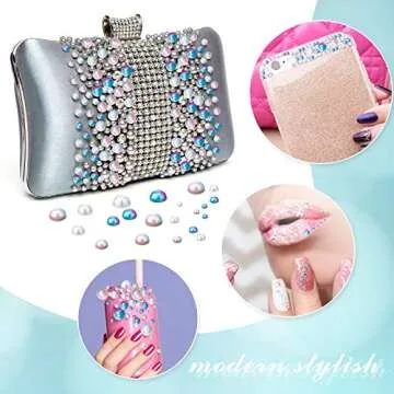 6100 Pieces Half Pearls ABS Round Pearls for Crafts Flatback Pearl Beads with Self Adhesive Resin Rhinestone Picker Pencil for DIY Nail Face Art, Mixed Sizes 3/4/5/6/8 mm (White, Gradient Color)