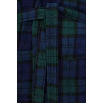 John Christian Men's Fleece Robe, Scottish Black Watch Tartan (L/XL)