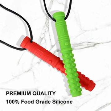 Seeway Mace Chew Necklace for Sensory Kids, Silicone Autism Chew Toys, Oral Motor Chewy Necklace Sensory for Teething, ADHD, Biting or Special Needs (6 Pack)