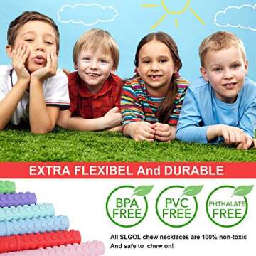 Seeway Mace Chew Necklace for Sensory Kids, Silicone Autism Chew Toys, Oral Motor Chewy Necklace Sensory for Teething, ADHD, Biting or Special Needs (6 Pack)