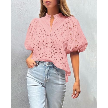 PRETTYGARDEN Women's Summer Lace Blouse Stylish Comfort
