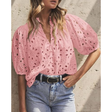 PRETTYGARDEN Women's Summer Lace Blouse Stylish Comfort