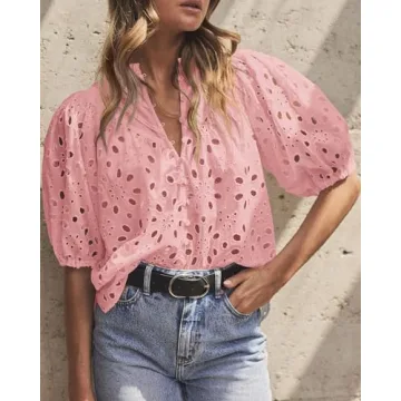 PRETTYGARDEN Women's Summer Lace Blouse Stylish Comfort