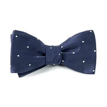 Elegant Self-Tie Bow Tie in Navy and White Satin