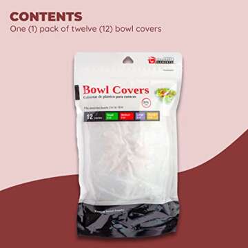 Culinary Elements Reusable Bowl Covers, 12 (Twelve)-Count, 4 Different Sizes with Elastic, Multi-Purpose Plastic Food Storage Cover sfor Leftovers, Dishes, Watermelons, And More