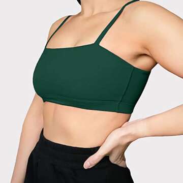 Aoxjox Women's Workout Bandeau Sports Bras Training Fitness Running Yoga Crop Tank Top (Storm Green, Small)
