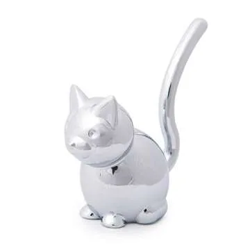 Umbra Zoola Cat Ring Holder, Metal Ring Display for Jewelry, Chrome