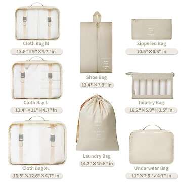 GRANNY SAYS 8 Set Beige Packing Cubes for Carry on Suitcase, Travel Bags Organizer for Luggage, Suitcase Organizer Bags Set, Travel Packing Cubes Luggage Organizer, Travel Essentials Travel Bag