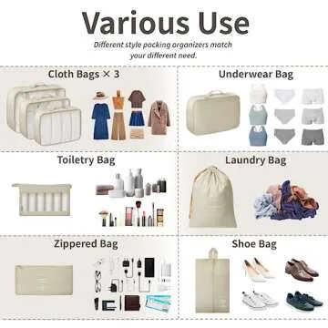 GRANNY SAYS 8 Set Beige Packing Cubes for Carry on Suitcase, Travel Bags Organizer for Luggage, Suitcase Organizer Bags Set, Travel Packing Cubes Luggage Organizer, Travel Essentials Travel Bag