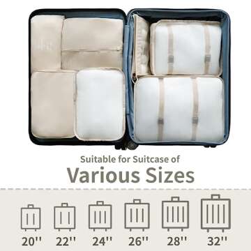 GRANNY SAYS 8 Set Beige Packing Cubes for Carry on Suitcase, Travel Bags Organizer for Luggage, Suitcase Organizer Bags Set, Travel Packing Cubes Luggage Organizer, Travel Essentials Travel Bag