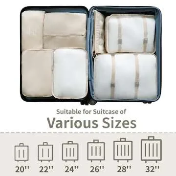 GRANNY SAYS 8 Set Beige Packing Cubes for Carry on Suitcase, Travel Bags Organizer for Luggage, Suitcase Organizer Bags Set, Travel Packing Cubes Luggage Organizer, Travel Essentials Travel Bag