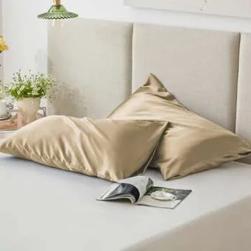 Love's cabin Satin Pillowcase for Hair and Skin (Camel Taupe, 20x40 inches) Similar to Silk Pillow Cases, King Size Pillow Cases Set of 2 - Satin Cooling Pillow Covers with Envelope Closure