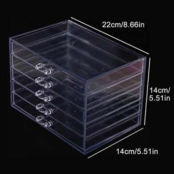 Clear Acrylic Jewelry Storage Box – 5 Drawer Earring Organizer for Women