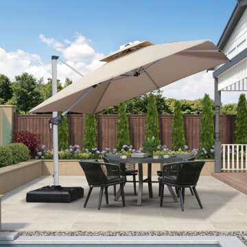 PURPLE LEAF 10ft Patio Umbrella Outdoor Square Large Cantilever Windproof Offset and Heavy Duty Sun ...