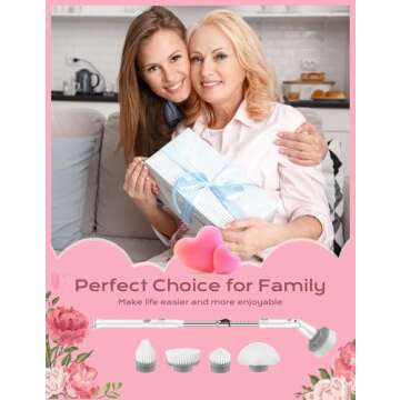 Eletalker Electric Spin Scrubber, 𝟮𝟬𝟮𝟰 𝗡𝗲𝘄 Cordless Cleaning Brush with 2 Adjustable Speeds, Extension Arm and 4 Replaceable Head, Shower Scrubber for Bathtub Tile Sink Bathroom Kitchen Grout