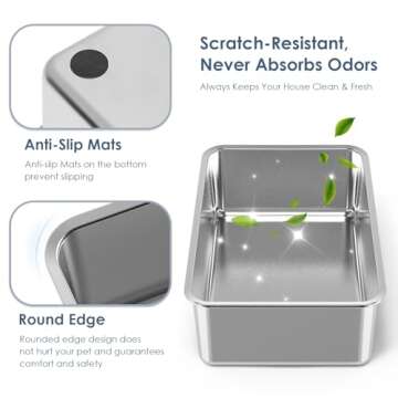 Extra Deep & Large Stainless Steel Litter Box Set for Cats