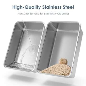 2 Pack Deep Stainless Steel Litter Box for Big Cats
