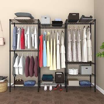 Serxis Portable Closet Heavy Duty Clothes Rack, Freestanding Clothing Rack, Metal Garment Rack,Adjus...