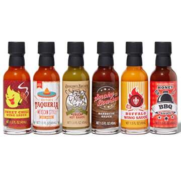 Thoughtfully Gourmet, Street Food Sauces Hot Sauce and BBQ Gift Set, Flavors: Diablo Wings Sauce, Lo...