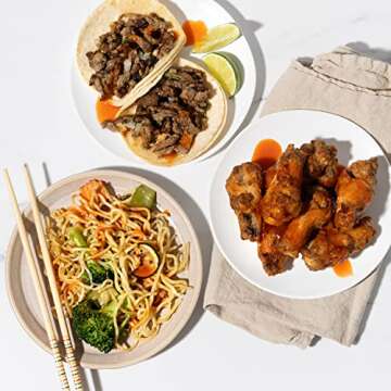 Thoughtfully Gourmet, Street Food Sauces Hot Sauce and BBQ Gift Set, Flavors: Diablo Wings Sauce, Louisiana and More, Vegan and Vegetarian, Set of 6