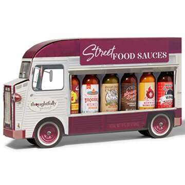 Thoughtfully Gourmet, Street Food Sauces Hot Sauce and BBQ Gift Set, Flavors: Diablo Wings Sauce, Louisiana and More, Vegan and Vegetarian, Set of 6