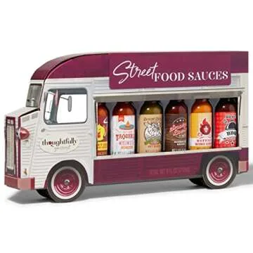 Thoughtfully Gourmet, Street Food Sauces Hot Sauce and BBQ Gift Set, Flavors: Diablo Wings Sauce, Louisiana and More, Vegan and Vegetarian, Set of 6