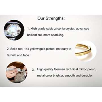 “You & Me” Inspirational Open Cuff Bangle Bracelets Set – Cubic Zirconia Charm Adjustable Stackable Bangles Gift for Best Friends, Sisters and Mother & Daughter (2 pcs yellow gold bracelets set)