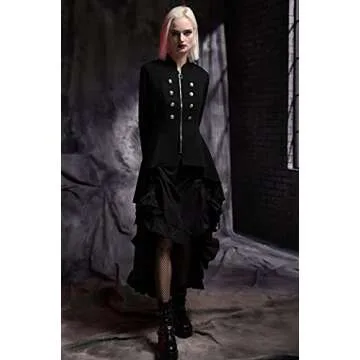 Scarlet Darkness Womens Long Coats Victorian Jacket Costume Lightweight Punk Tailcoat Black XL