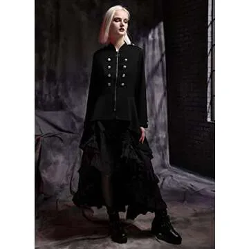 Scarlet Darkness Womens Long Coats Victorian Jacket Costume Lightweight Punk Tailcoat Black XL