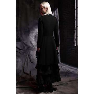 Scarlet Darkness Womens Long Coats Victorian Jacket Costume Lightweight Punk Tailcoat Black XL