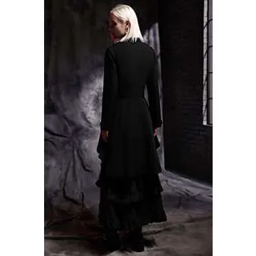 Scarlet Darkness Womens Long Coats Victorian Jacket Costume Lightweight Punk Tailcoat Black XL